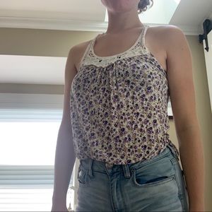 Crochet Top Floral Cropped Tank